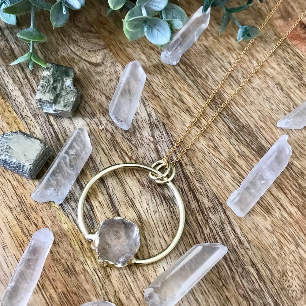 24K Gold Natural Quartz Necklace - Picture 2 of 6